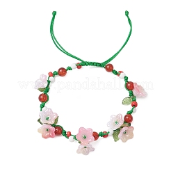 Blume natürliche natürliche Karneol geflochtene Armbänder für Frauen&nbsp;BJEW-TA00625-01