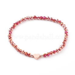 Bracelets de perles de verre rondes à facettes électrolytiques&nbsp;BJEW-JB06124