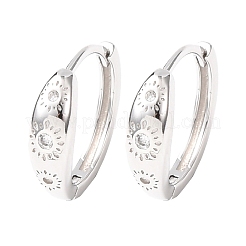 Orecchini a cerchio in argento sterling con micro pavé di zirconi cubici trasparenti&nbsp;EJEW-K317-02P