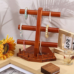 Massivholz Schmuckset Schmuckturm steht für Ringe Armbänder Halsketten&nbsp;DJEW-WH0028-005