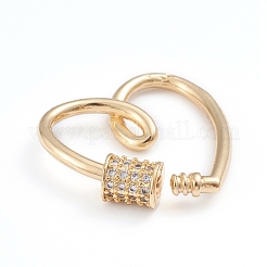 Messing Micro Pave klare Zirkonia Schraube Karabiner Schloss Charms&nbsp;X-ZIRC-I041-01G