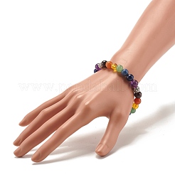 Bracciale elasticizzato con perline rotonde in pietra mista naturale&nbsp;BJEW-JB07469-03