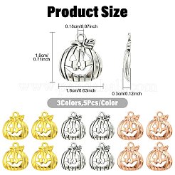 15 pièces 3 couleurs style tibétain halloween citrouille jack-o'-lanterne pendentifs en alliage&nbsp;TIBEP-FS0001-41