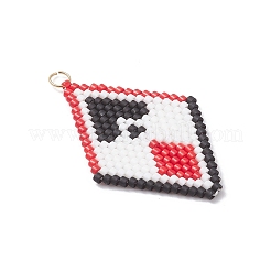 Pendentifs en forme de carte à jouer en perles de verre Miyuki Delica&nbsp;PALLOY-MZ01065-01