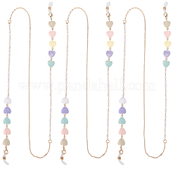 3 catenella per occhiali a forma di cuore in ferro e resina&nbsp;AJEW-CN0007-83