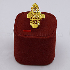 Set di orecchini a bottone e anello con ciondolo a croce in lega etiope&nbsp;FS-WGF30ED-01
