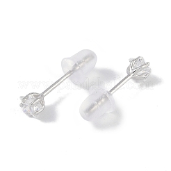 Rhodinierte Ohrstecker Stern 999 aus Feinsilber mit Zirkonia für Damen&nbsp;EJEW-S215-21P