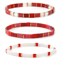 Handgefertigte Armbänder aus roten und weißen Glasperlen-Stretchfliesen&nbsp;MA5695