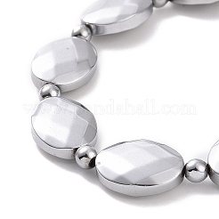Bracelet extensible perlé ovale en hématite synthétique pour hommes femmes&nbsp;G-C006-12