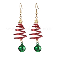 Weihnachtsbaum-Ohrhänger aus Aluminiumdraht&nbsp;EJEW-JE05829-02