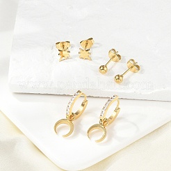 304 Edelstahl Strass Mond & Stern & Runde Ohrring-Sets&nbsp;EJEW-Z098-22G