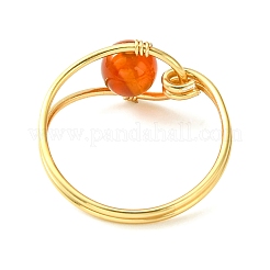 Set di 4 set di anelli con perline intrecciate rotonde con pietre preziose miste naturali in stile 4 pezzi&nbsp;RJEW-TA00081