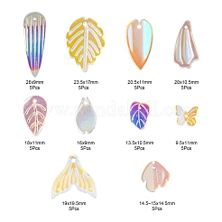 50pcs 10 pendentifs en verre peints à la bombe transparents de style&nbsp;GLAA-FS0001-07