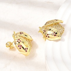 Boucles d'oreilles en laiton avec zircone cubique de micro pave&nbsp;EJEW-D355-02G-01