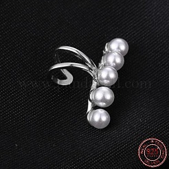 Anlaufschutz rhodinierte Ohrclips aus Sterlingsilber mit Perle&nbsp;EJEW-BB72156