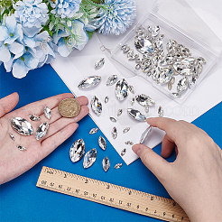 94 Stück 6 Stil Strass-Cabochons aus Glas mit spitzem Rücken&nbsp;RGLA-FG0001-06