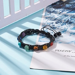 Bracelet de perles rondes tressées en pierres précieuses mélangées naturelles et synthétiques&nbsp;BJEW-TA00131