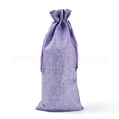 Pochettes d'emballage rectangulaires en polyester imitation toile de jute&nbsp;ABAG-N009-01A-02