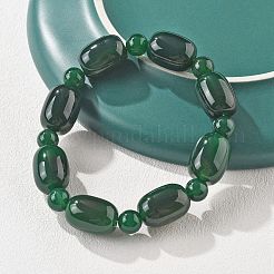 Braccialetti elastici in perline di agata verde onice naturale&nbsp;G-P570-01I