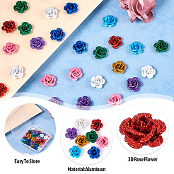 32 Stück 8 Farben 3D Rose Blume Backfarbe Aluminiumperlen&nbsp;FIND-TA0006-14