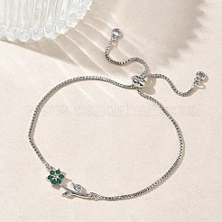 Verstellbare Messing-Mikropflaster-Armbänder mit klaren Zirkonia-Boxketten&nbsp;BJEW-C156-09P-01