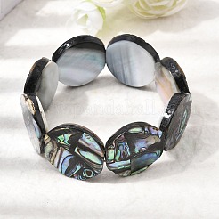 Stretch-Armbänder aus natürlicher Abalone-Paua-Muschel für Damen&nbsp;BJEW-A151-01