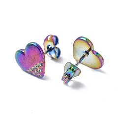Orecchini a forma di cuore in acciaio inossidabile 304 con placcatura ionica (ip) per donna&nbsp;EJEW-F300-07MC
