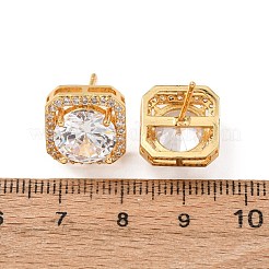Orecchini da donna in ottone con micro pavé di zirconi cubici&nbsp;EJEW-F418-02G
