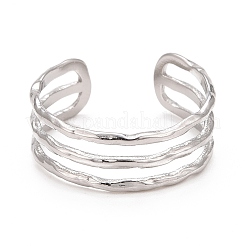 Bague manchette ouverte triple ligne en acier inoxydable 304 anti-ternissement pour femme&nbsp;X-RJEW-C025-12P