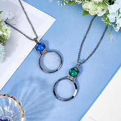 2 collier pendentif loupe 2 couleurs&nbsp;NJEW-SP0001-05