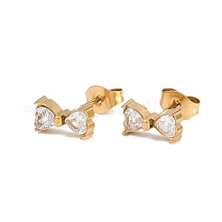 Pendientes de acero inoxidable 304 con lazo y circonitas cúbicas transparentes&nbsp;EJEW-G448-01G