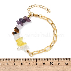 Pulseras de eslabones de amatista natural&nbsp;BJEW-V003-02G