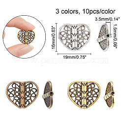 30 pz 3 colori perline in lega di stile tibetano&nbsp;TIBEB-CA0001-08