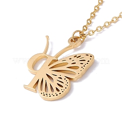 Lettera iniziale con collana pendente a farfalla&nbsp;LS-NJEW-C026-01G-P