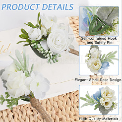 6 stücke 3 arten seide tuch blume boutonniere brosche&nbsp;AJEW-CN0003-48