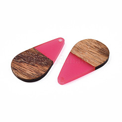 Pendentifs en résine transparente et bois de noyer&nbsp;RESI-N025-030-C06
