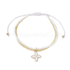 Braccialetti di perline intrecciate con semi di vetro e conchiglie&nbsp;BJEW-MZ00138-01
