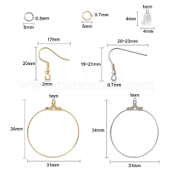 40 pz 4 stili ganci per orecchini in acciaio inossidabile 304 e accessori per orecchini a cerchio&nbsp;STAS-CJ0002-38
