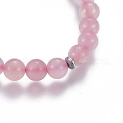 Natural rosa de pulseras de cuarzo&nbsp;BJEW-I275-B01