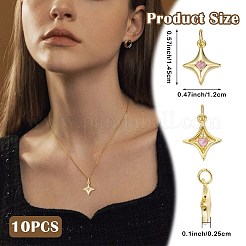 10 pieza de dijes de estrella de circonita cúbica micropavé de latón chapado en rack&nbsp;KK-SZ0007-20