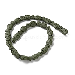 Brins de perles de pierre de lave naturelle teintées de poisson&nbsp;G-O126-01A-03