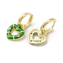 Boucles d'oreilles créoles en laiton plaqué or véritable 18 carats avec cœur&nbsp;EJEW-L268-038G-03