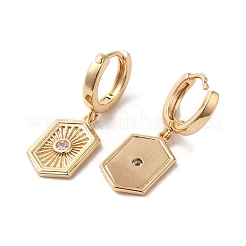 Messing micro pave zirkonia baumeln Creolen&nbsp;EJEW-C073-27KCG