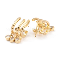 Orecchini a mezzo cerchio in ottone micro pavé di zirconi chiari&nbsp;EJEW-H125-16G