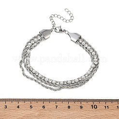 Braccialetti a doppio strato da donna in acciaio inossidabile 304 con catena a corda e strass.&nbsp;BJEW-F540-07P