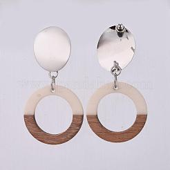 Pendientes de resina y madera.&nbsp;EJEW-JE03022-01