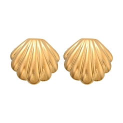 Muschelförmige Ohrstecker aus 304er Edelstahl für Damen&nbsp;EJEW-K306-23G