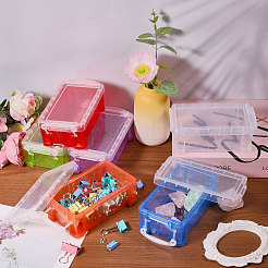 6 Stück stapelbarer Mini-Organizer-Perlenbehälter aus transparentem Kunststoff in 6 Farben mit verschließbarem Deckel&nbsp;CON-BC0007-66