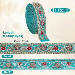 Funkelnde Polyester-Blumenstickereibänder&nbsp;SRIB-WH0011-266C