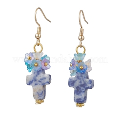 Ohrhänger aus natürlichem blauem Jaspis&nbsp;EJEW-JE06859